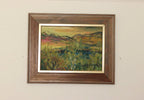 Original Swedish Oil on Panel "Sunset Mountains"