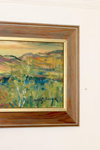 Original Swedish Oil on Panel "Sunset Mountains"