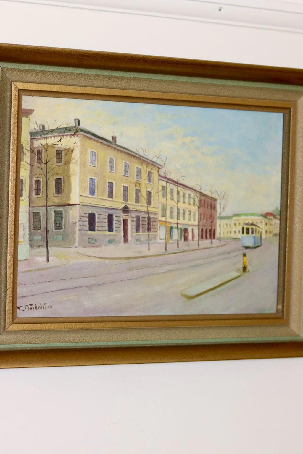 Swedish Mid-Century Oil On Canvas Painting "Gothenburg"--Vintage & Framed