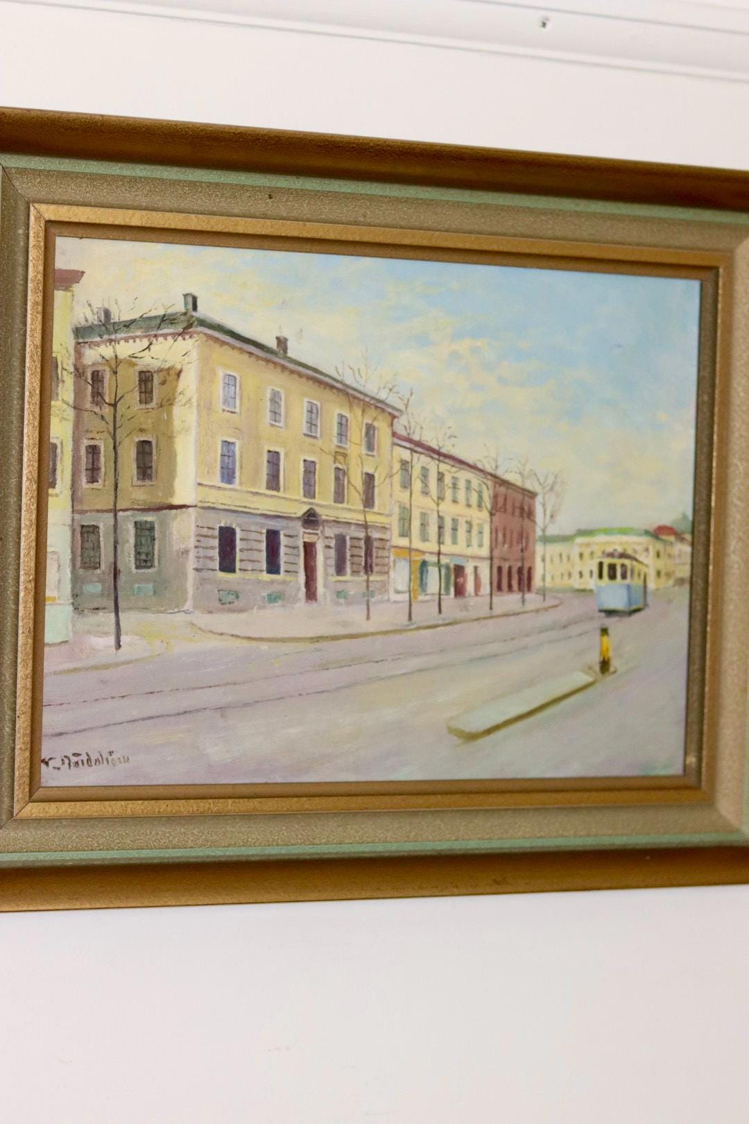 Swedish Mid-Century Oil On Canvas Painting "Gothenburg"--Vintage & Framed