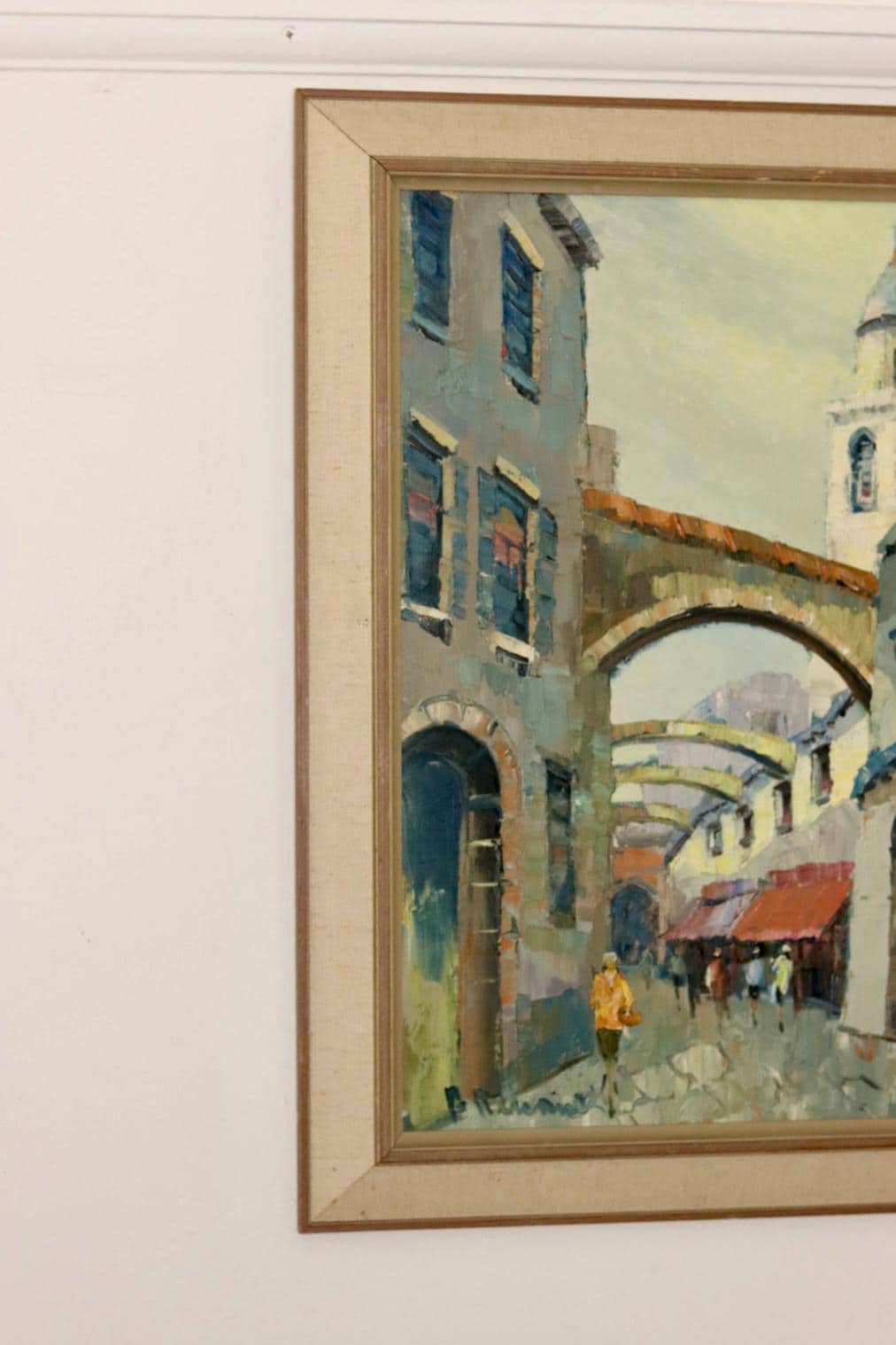 Swedish On Canvas Painting "City Scene with Arches"