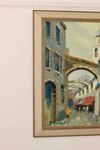 Swedish On Canvas Painting "City Scene with Arches"