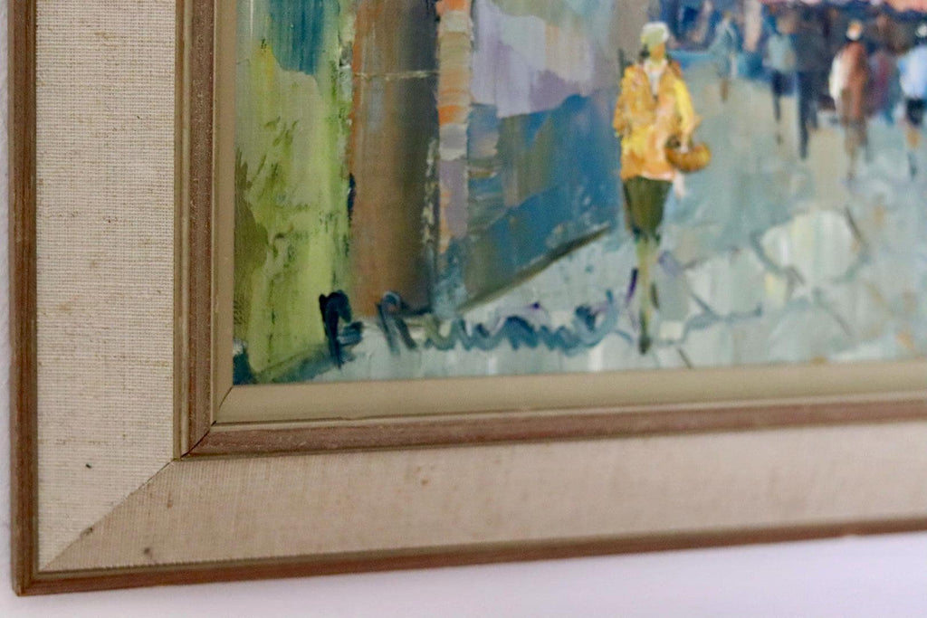 Swedish On Canvas Painting "City Scene with Arches"