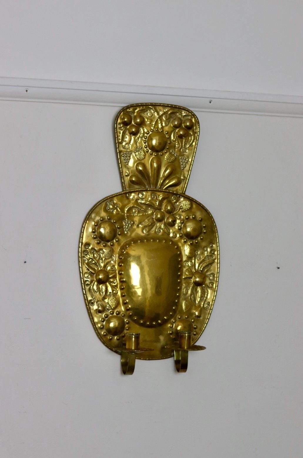 Baroque Style Large Mid-Century Brass Swedish Sconce