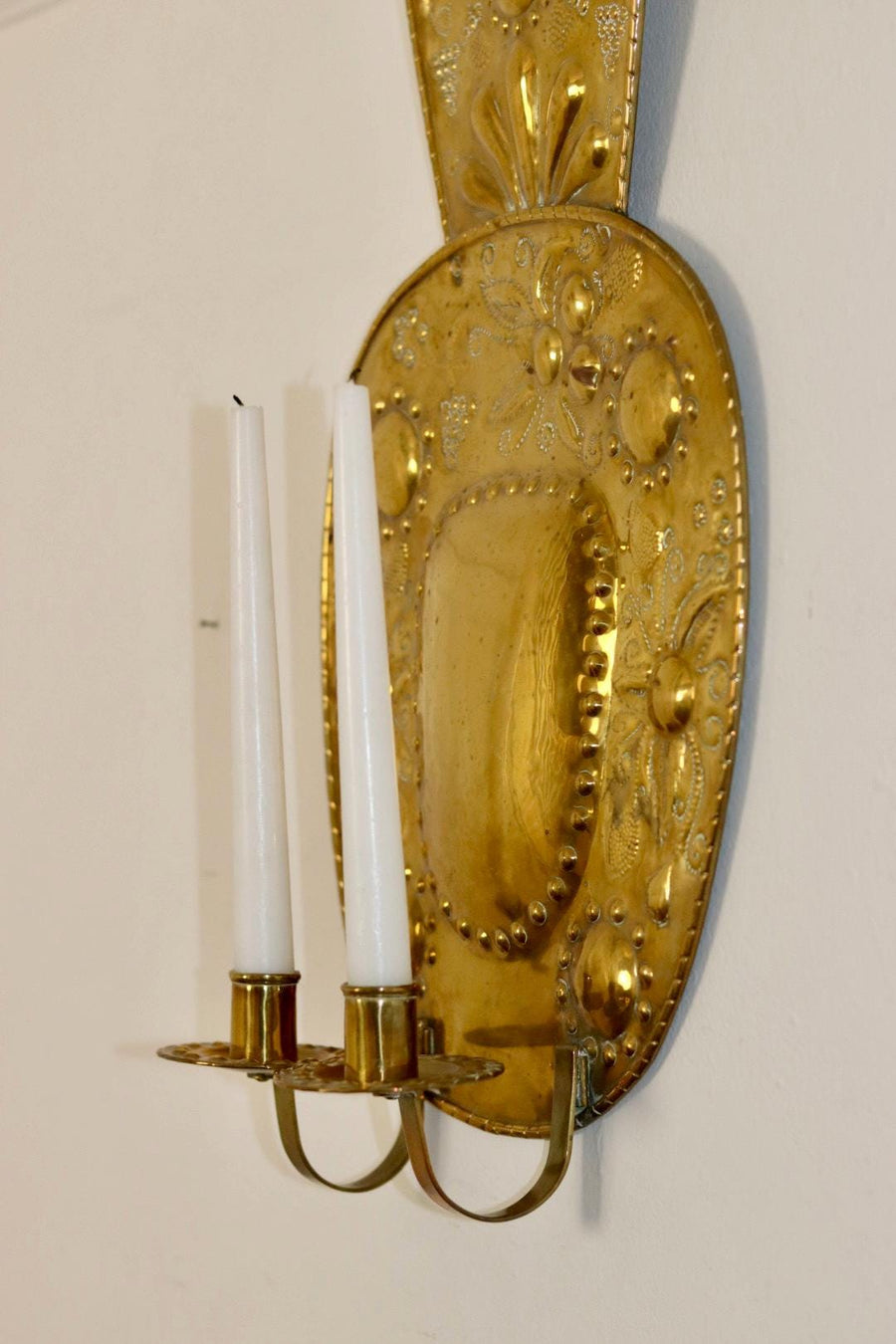 Baroque Style Large Mid-Century Brass Swedish Sconce