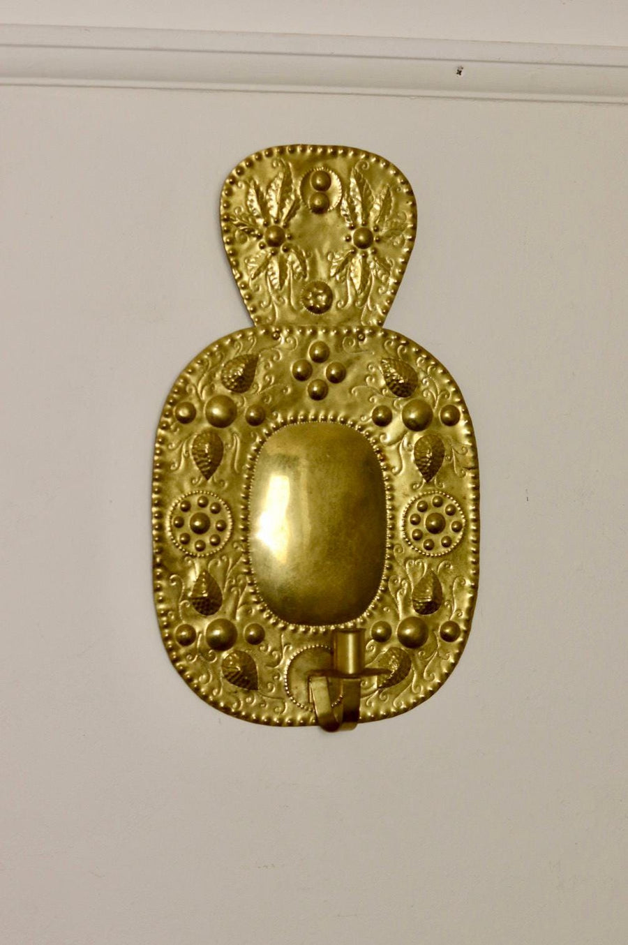 Baroque Style Large Mid-Century Brass Swedish Sconce