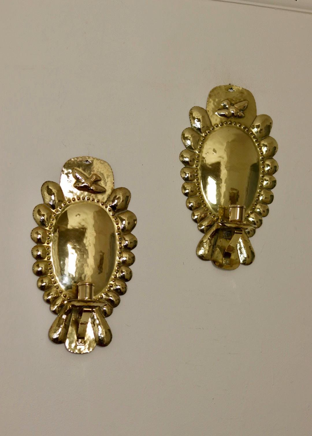 Pair Of Mid Century Swedish Brass Sconces