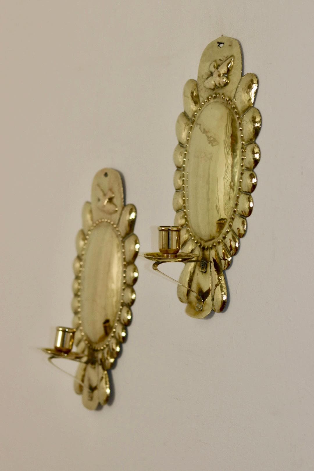 Pair Of Mid Century Swedish Brass Sconces