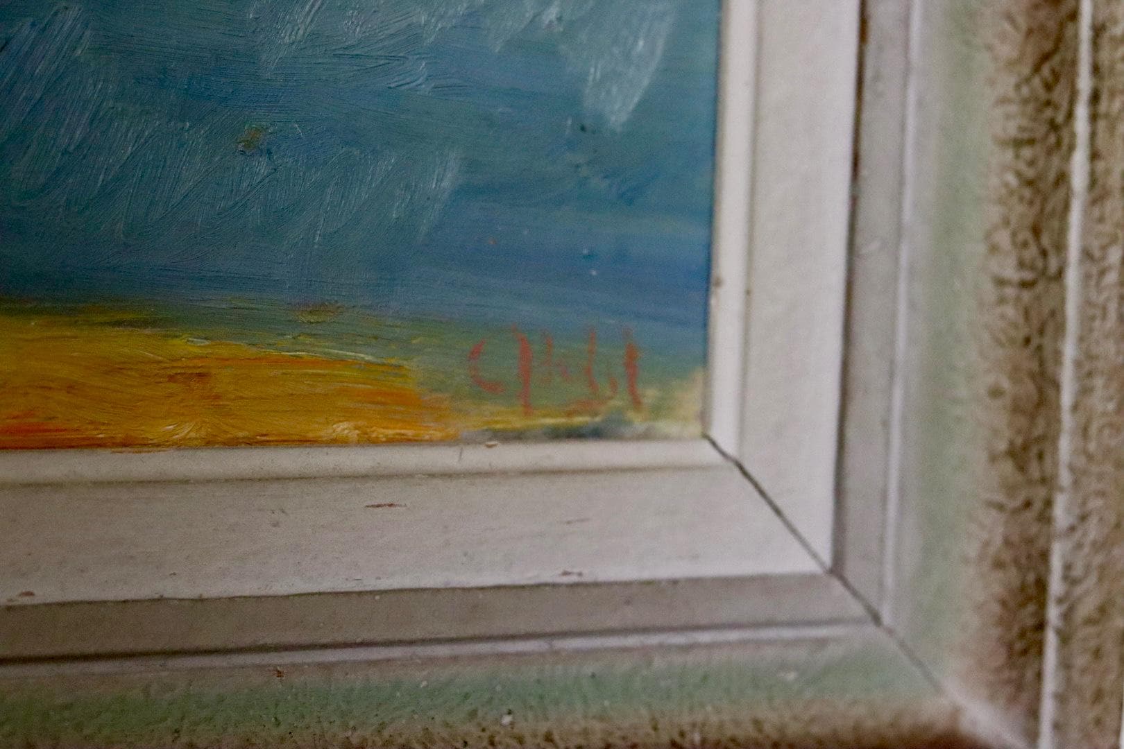 Original Swedish Mid-Century Oil On Panel Painting "Town"