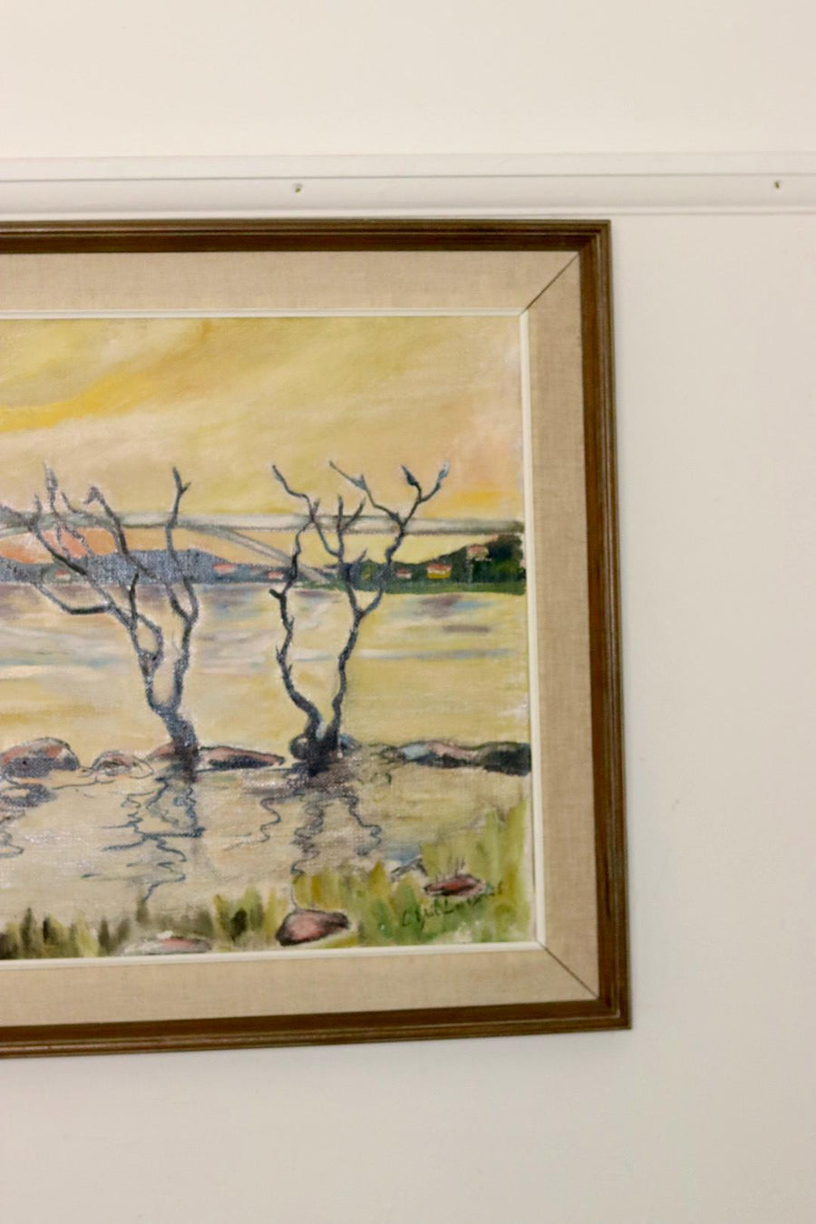 Original Swedish Oil On Canvas Painting "Water Side"