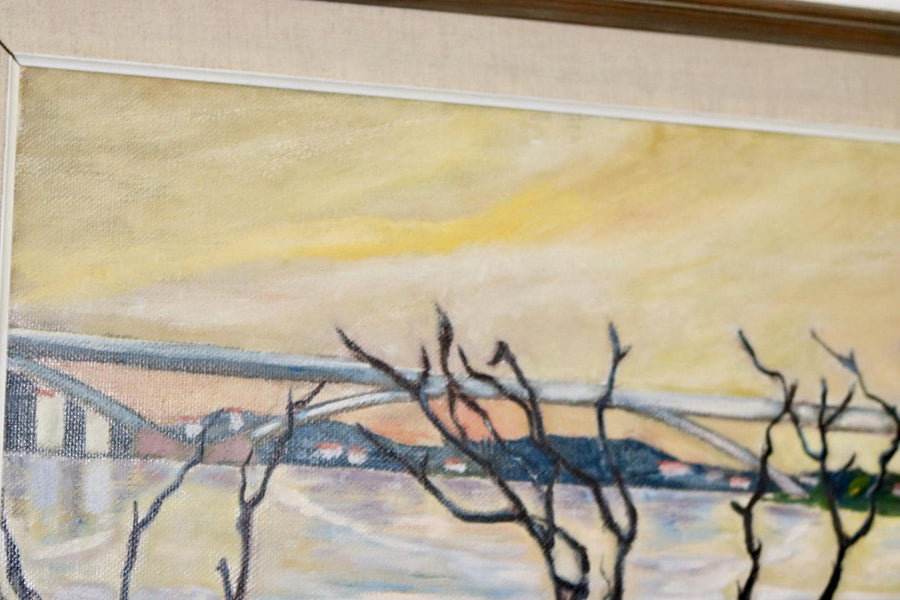 Original Swedish Oil On Canvas Painting "Water Side"