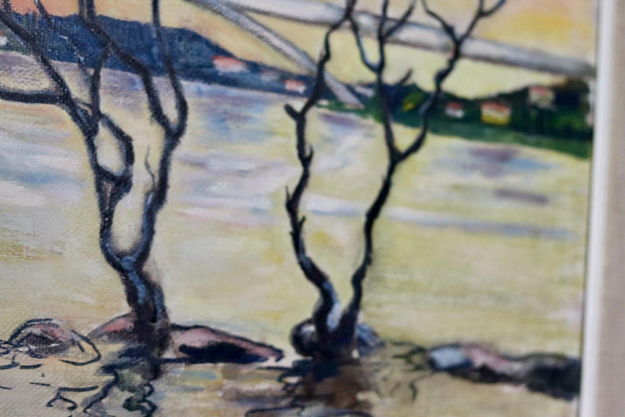 Original Swedish Oil On Canvas Painting "Water Side"