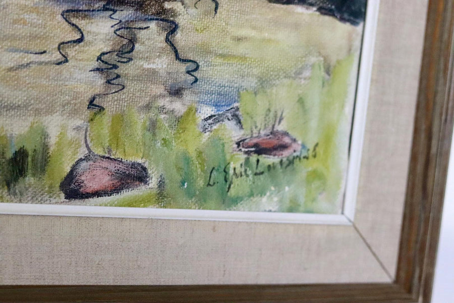 Original Swedish Oil On Canvas Painting "Water Side"