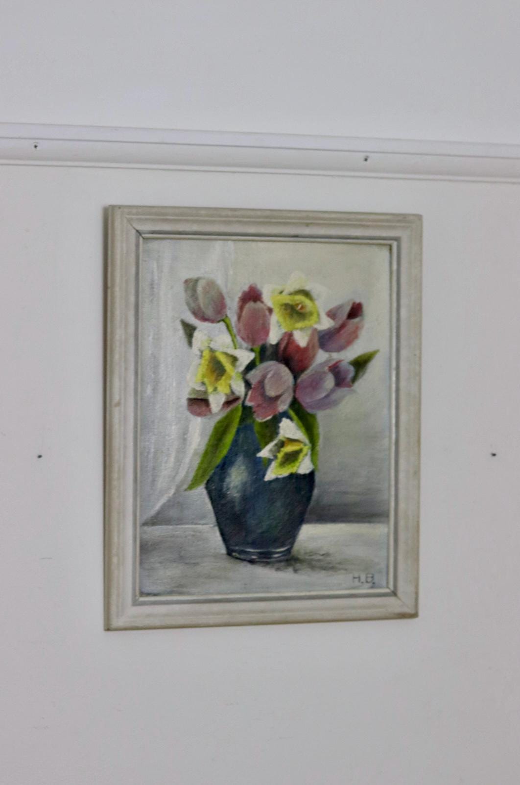 Swedish Oil On Panel Painting "Spring Bouquet"