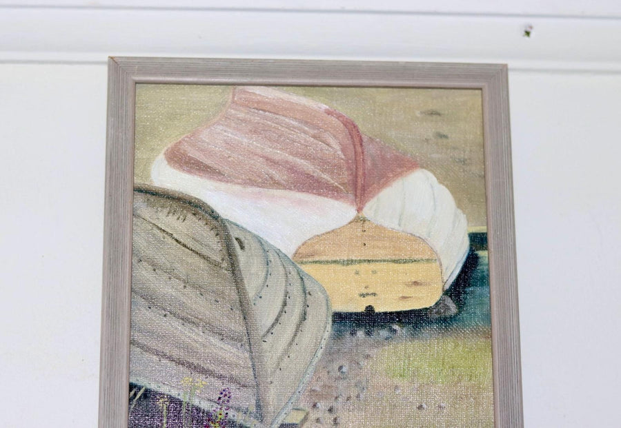 1989 Original Swedish Modernist Oil on Canvas " Boats"