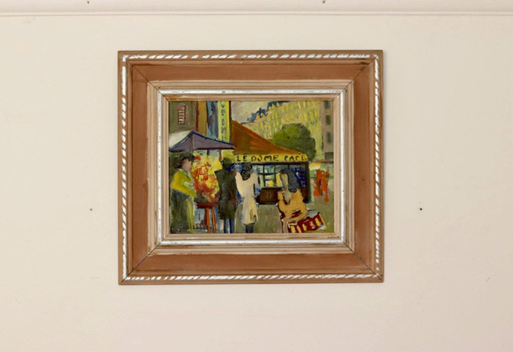 Original Swedish Oil on Panel "French Street Life"