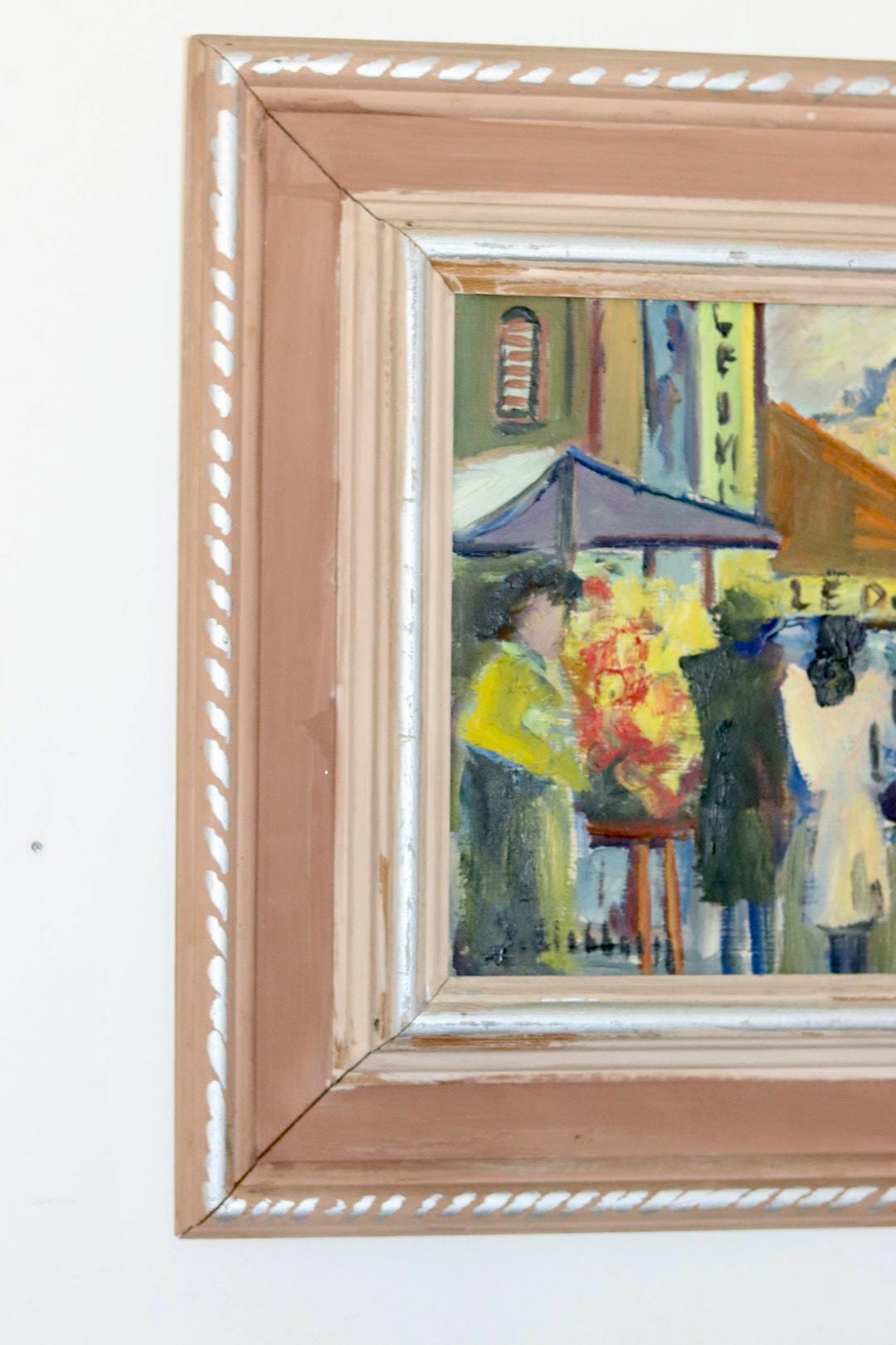 Original Swedish Oil on Panel "French Street Life"
