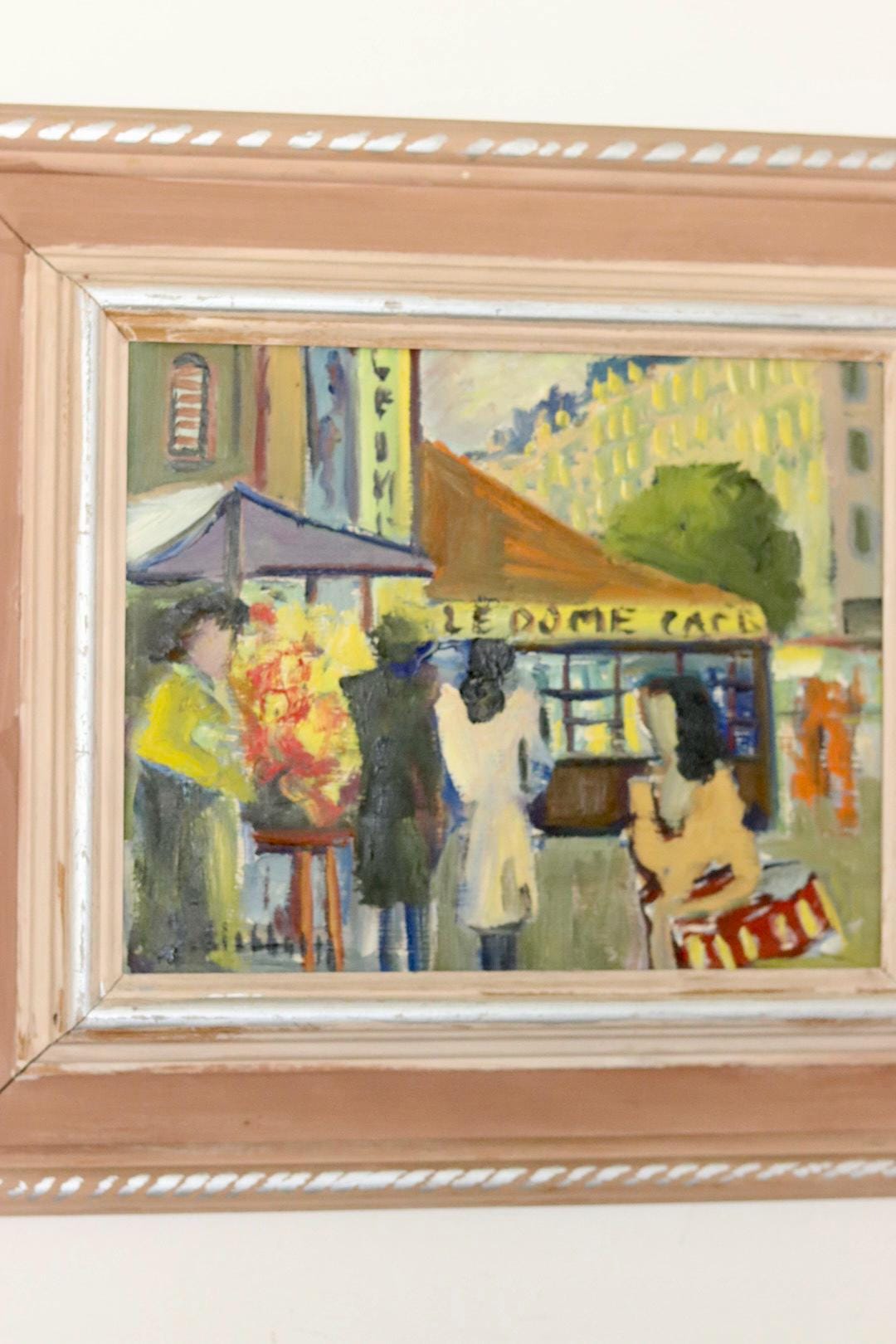Original Swedish Oil on Panel "French Street Life"