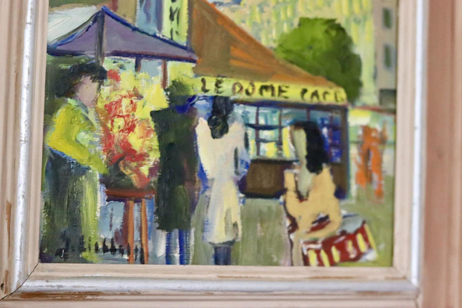 Original Swedish Oil on Panel "French Street Life"