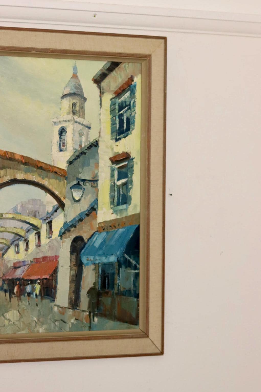 Swedish On Canvas Painting "City Scene with Arches"