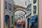 Swedish On Canvas Painting "City Scene with Arches"
