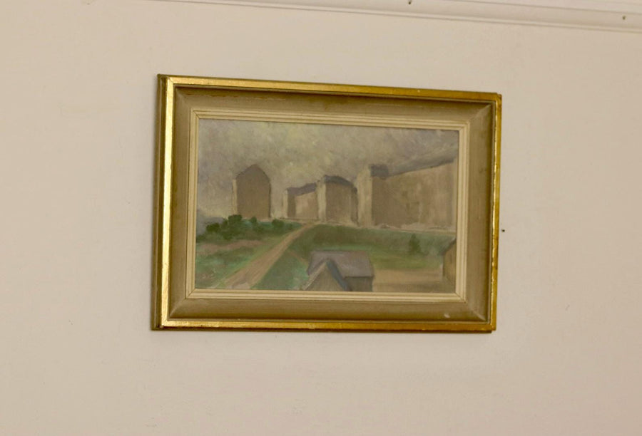 Swedish Original Oil On Canvas Painting "MUTED HOUSES"