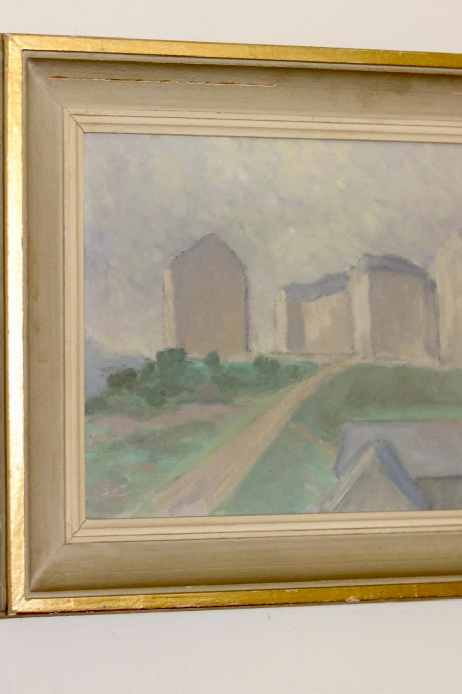 Swedish Original Oil On Canvas Painting "MUTED HOUSES"