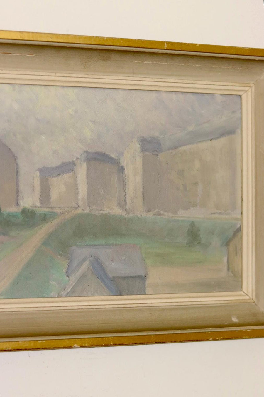 Swedish Original Oil On Canvas Painting "MUTED HOUSES"