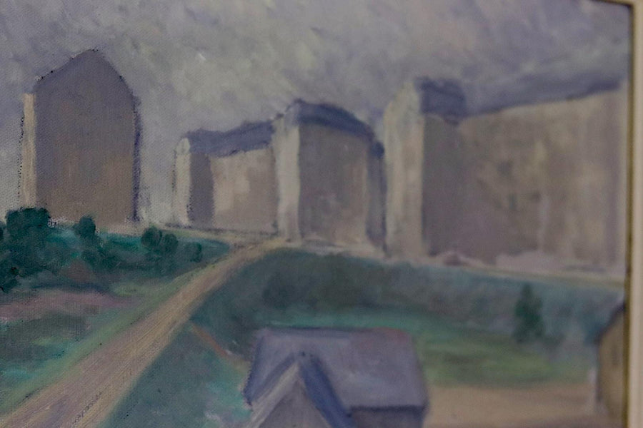 Swedish Original Oil On Canvas Painting "MUTED HOUSES"