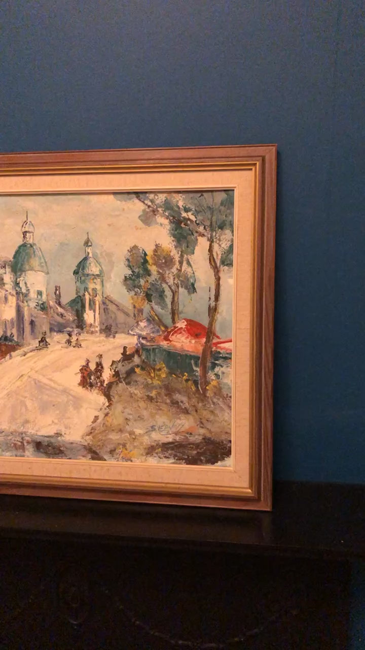 Swedish modernist Oil On Canvas"Eastern Dilemma" Vintage & Framed