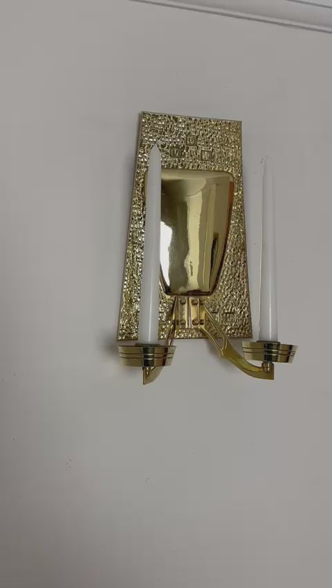 Pair of Art Nouveau Brass Sconces, early 20th century.