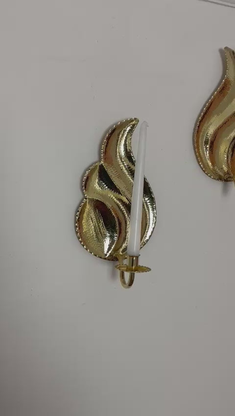 Pair Of Mid Century Swedish Brass Sconces by L. Andersson Fågelmara