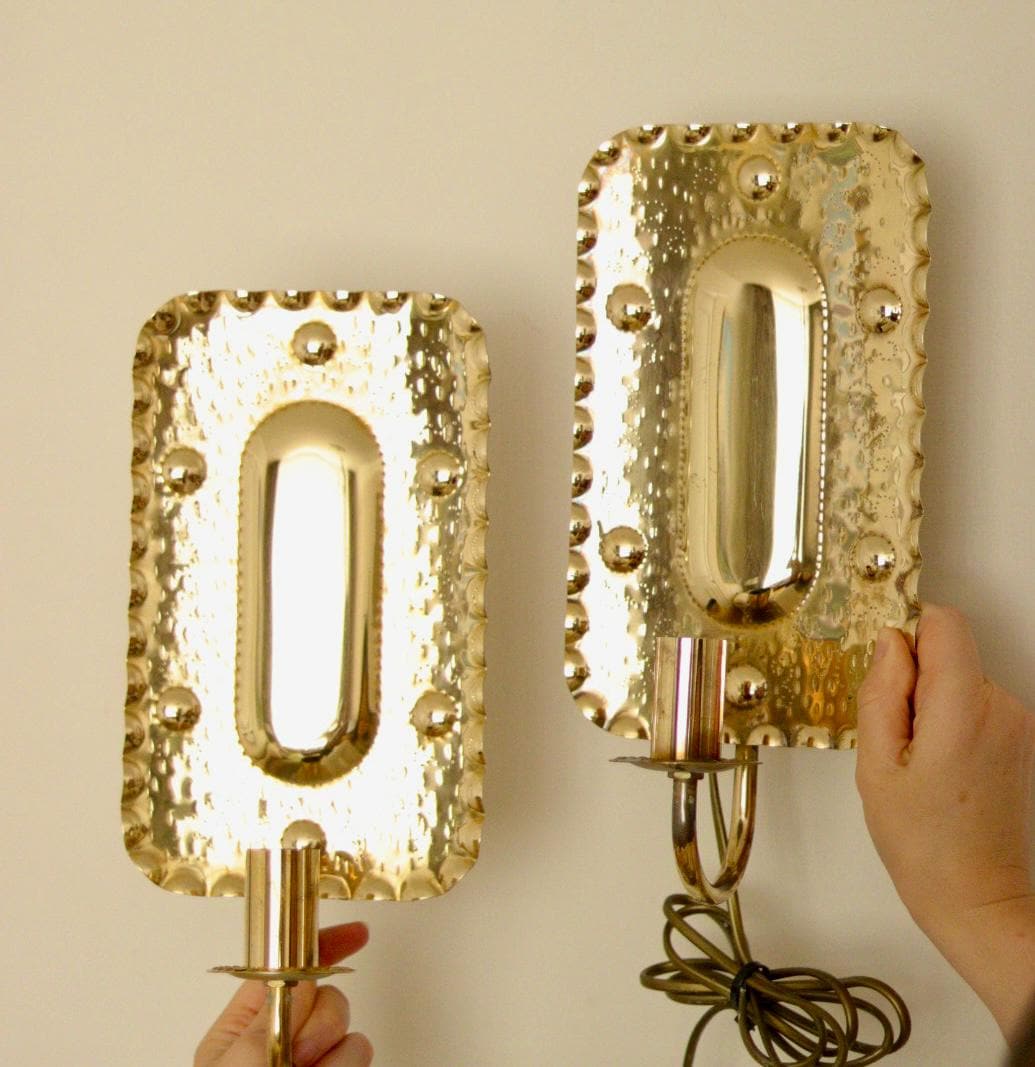 Pair of Swedish Mid Century Brass Sconces