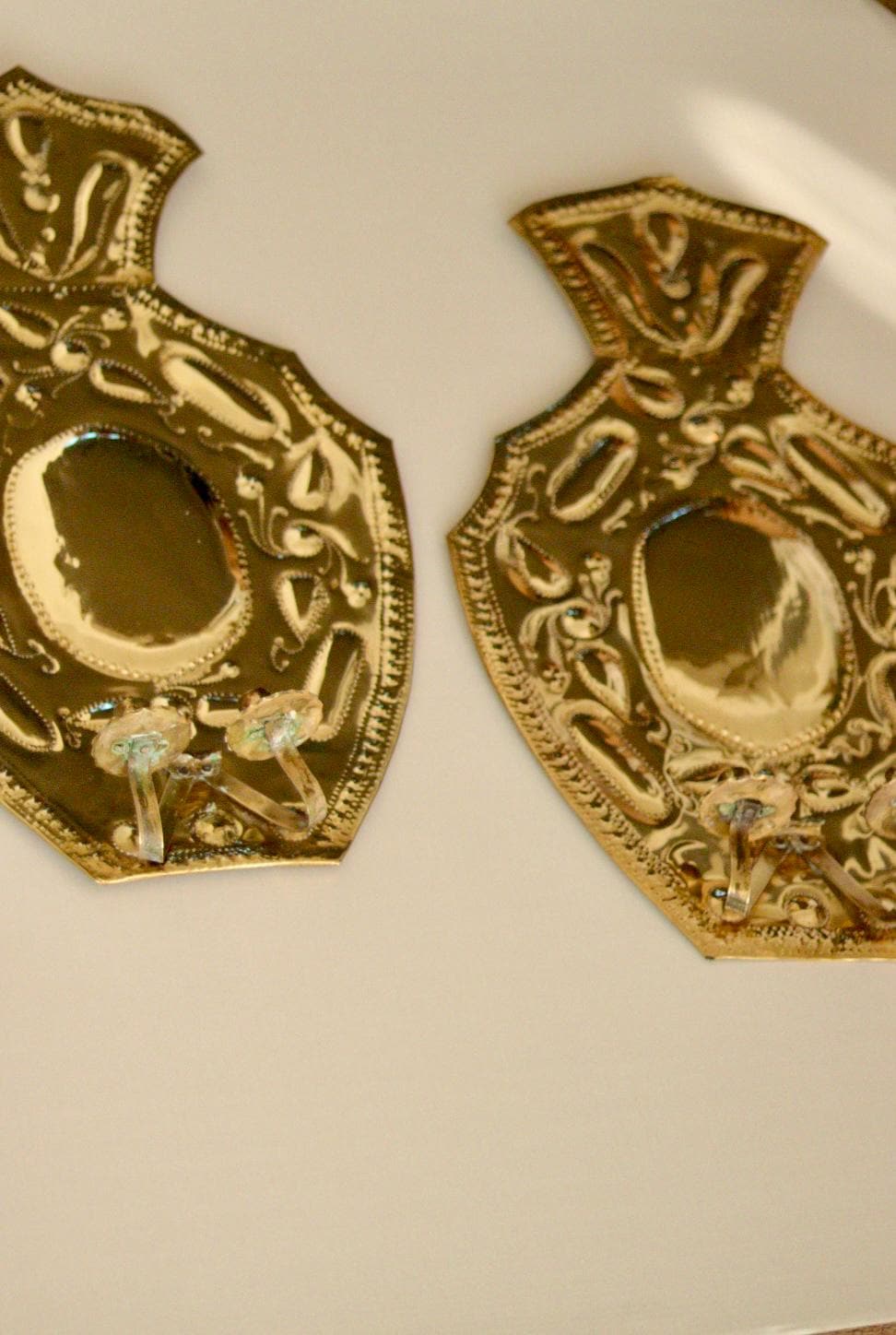 Pair Large baroque Style Mid Century Swedish Brass Sconces