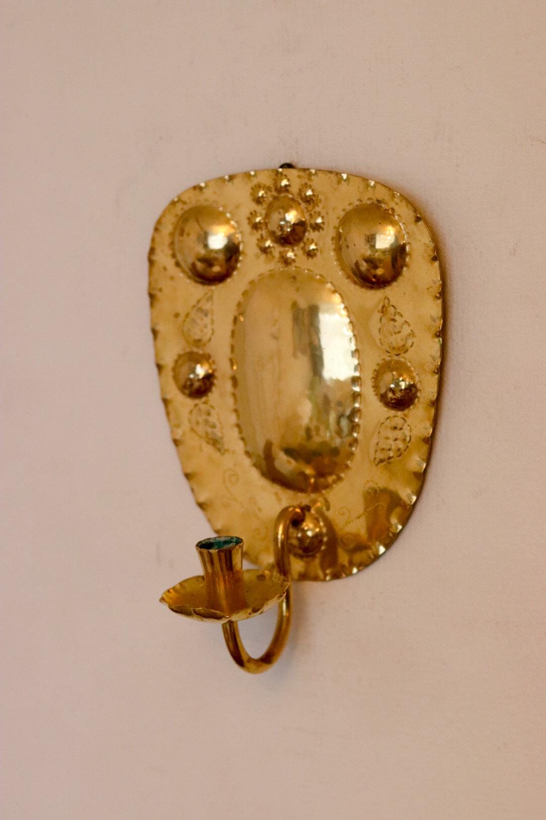 SINGLE Mid Century Swedish Brass Sconce