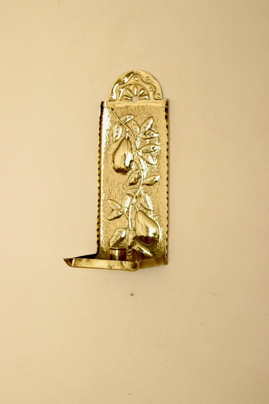 Vintage European Brass Sconce in Pear Motif