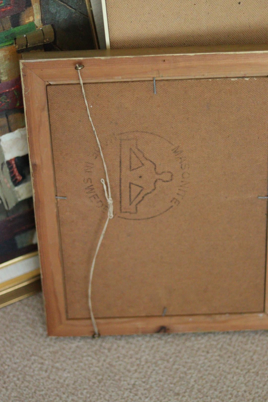 Original Mid-Century Swedish Oil On Panel – Coastal Town