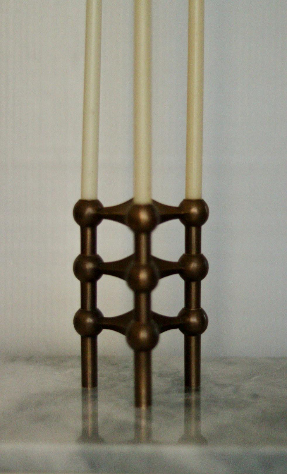 Trio of Vintage Brass Candle Holder by Stoff Nagel