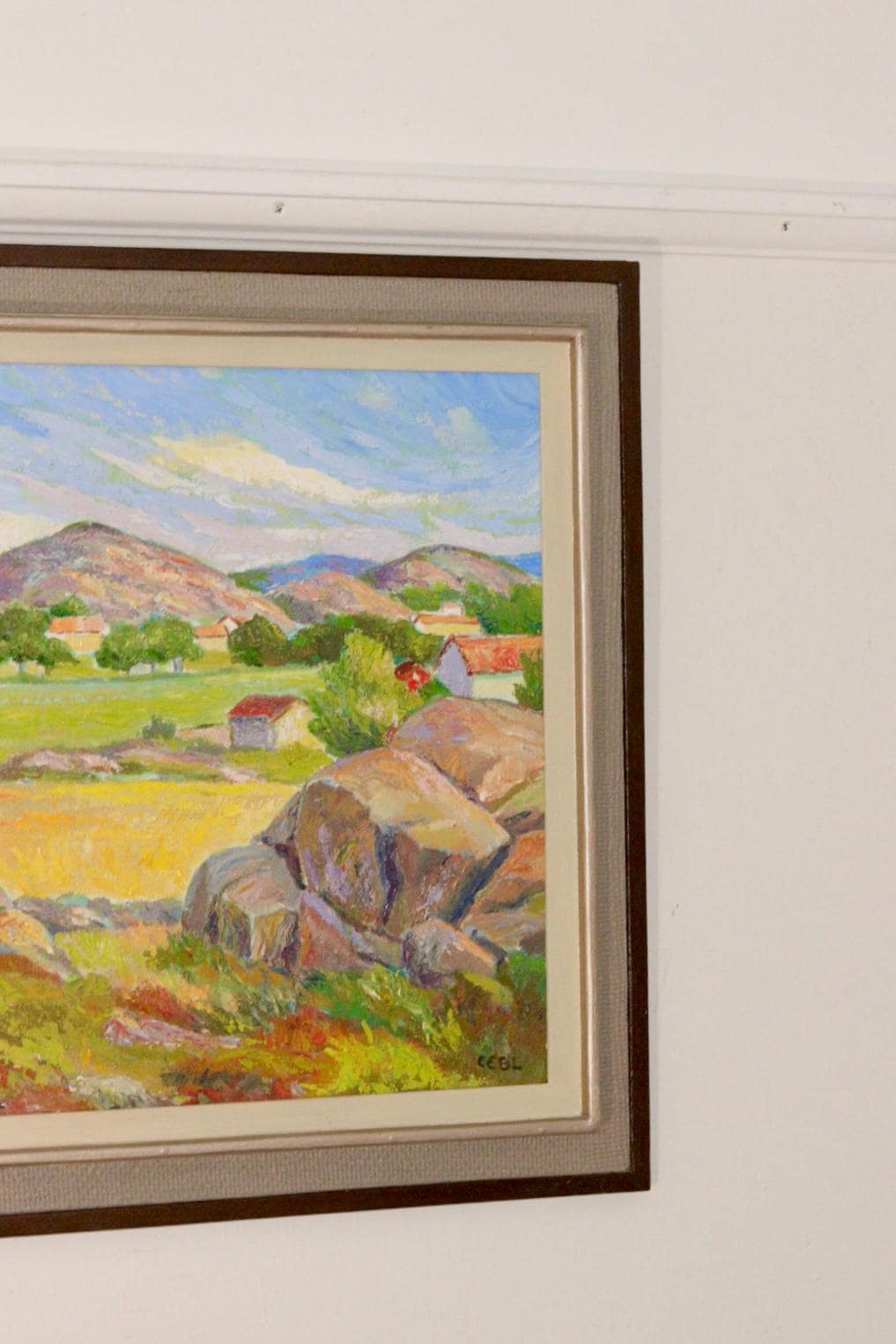 Mid-Century Original Swedish Oil on Canvas "Landscape "