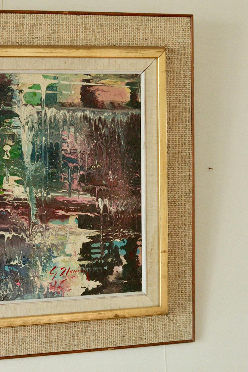 Mid-Century Original Scandinavian Oil on Canvas "Abstract Motif"