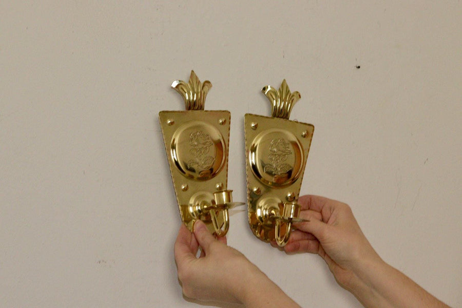 A Pair of Mid Century Swedish Brass Sconces