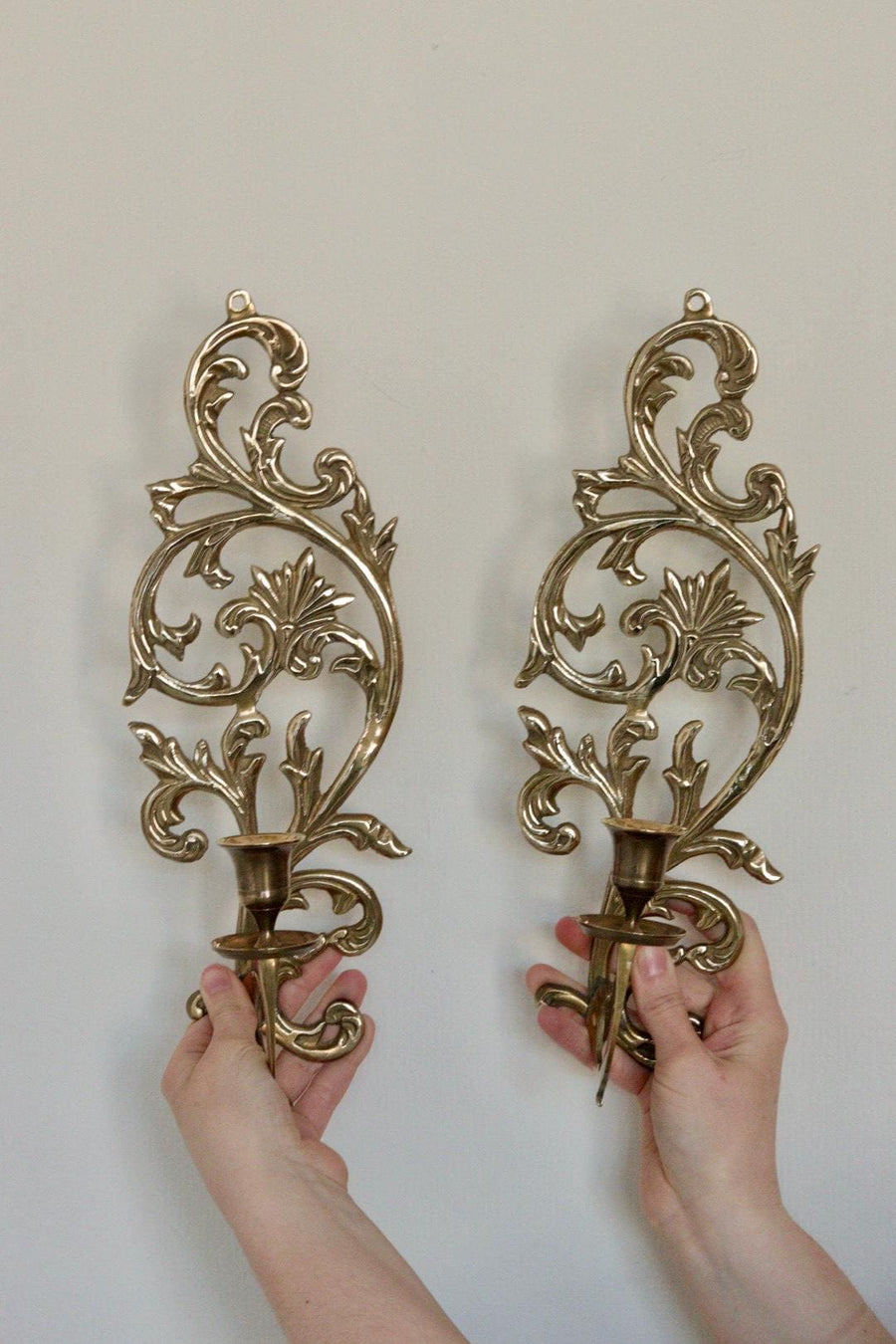 Pair of Mid-Century Brass Swedish Sconces