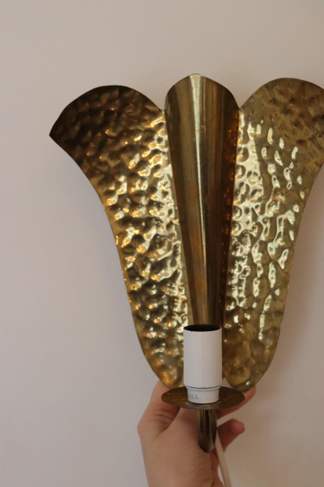 Pair of Swedish Mid-century Brass Electric Sconces