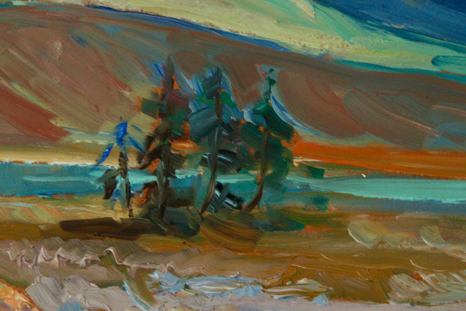 Original Mid Century Oil on Panel – “Landscape with Mountain”