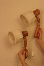 Pair of Vintage Wall Lamps by Solbackens Svarveri, Sweden, 1970s - Pine Wood