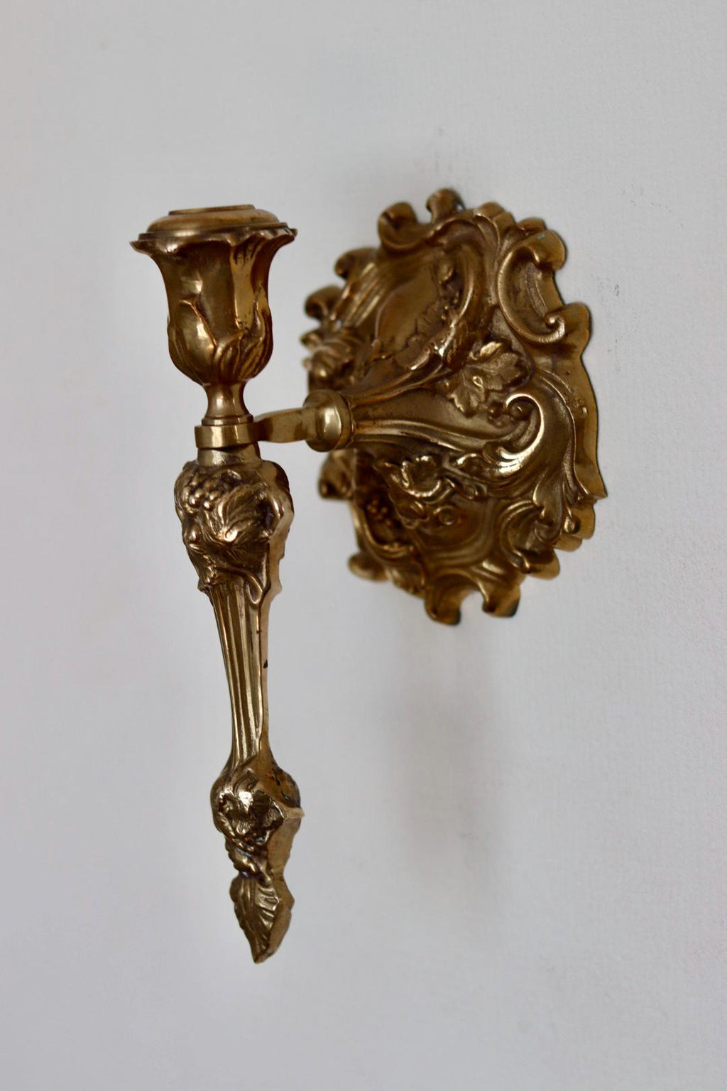 Single Mid Century Swedish Brass Sconce