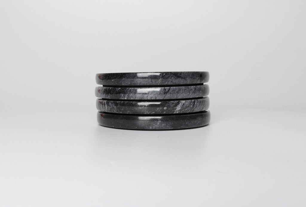 Gabriella – Black Round Natural Marble Coasters - set of 4