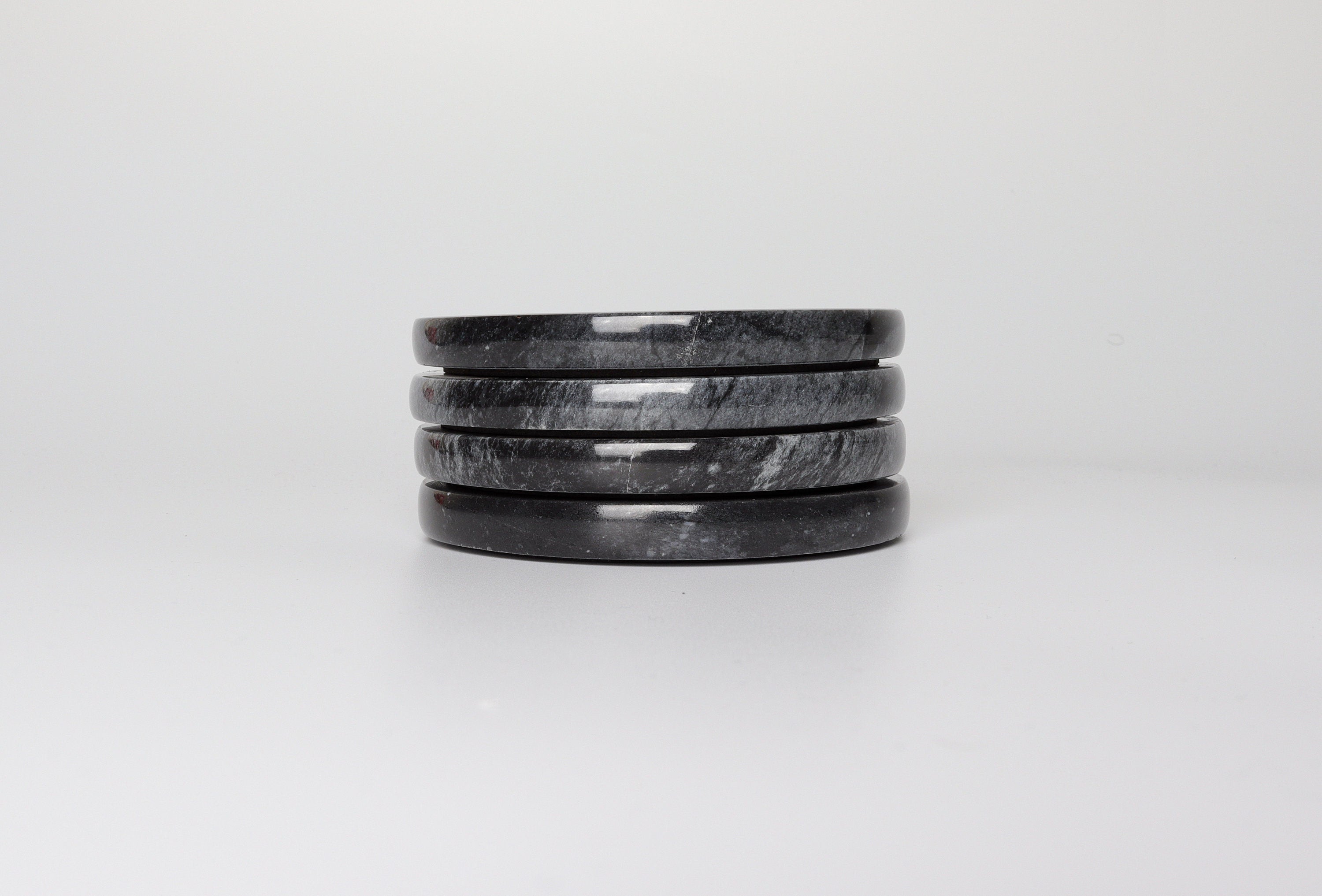 Gabriella – Black Round Natural Marble Coasters - set of 4