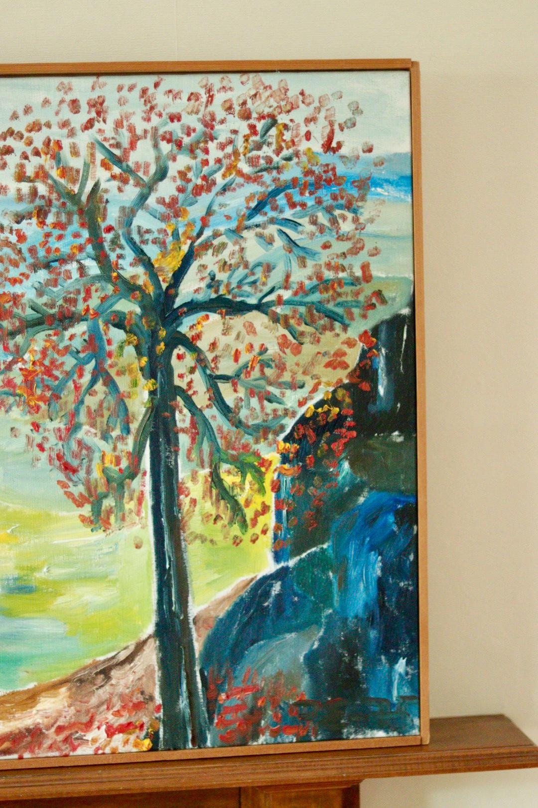 Original Swedish Vintage Oil on Canvas – "Autumn Trees"