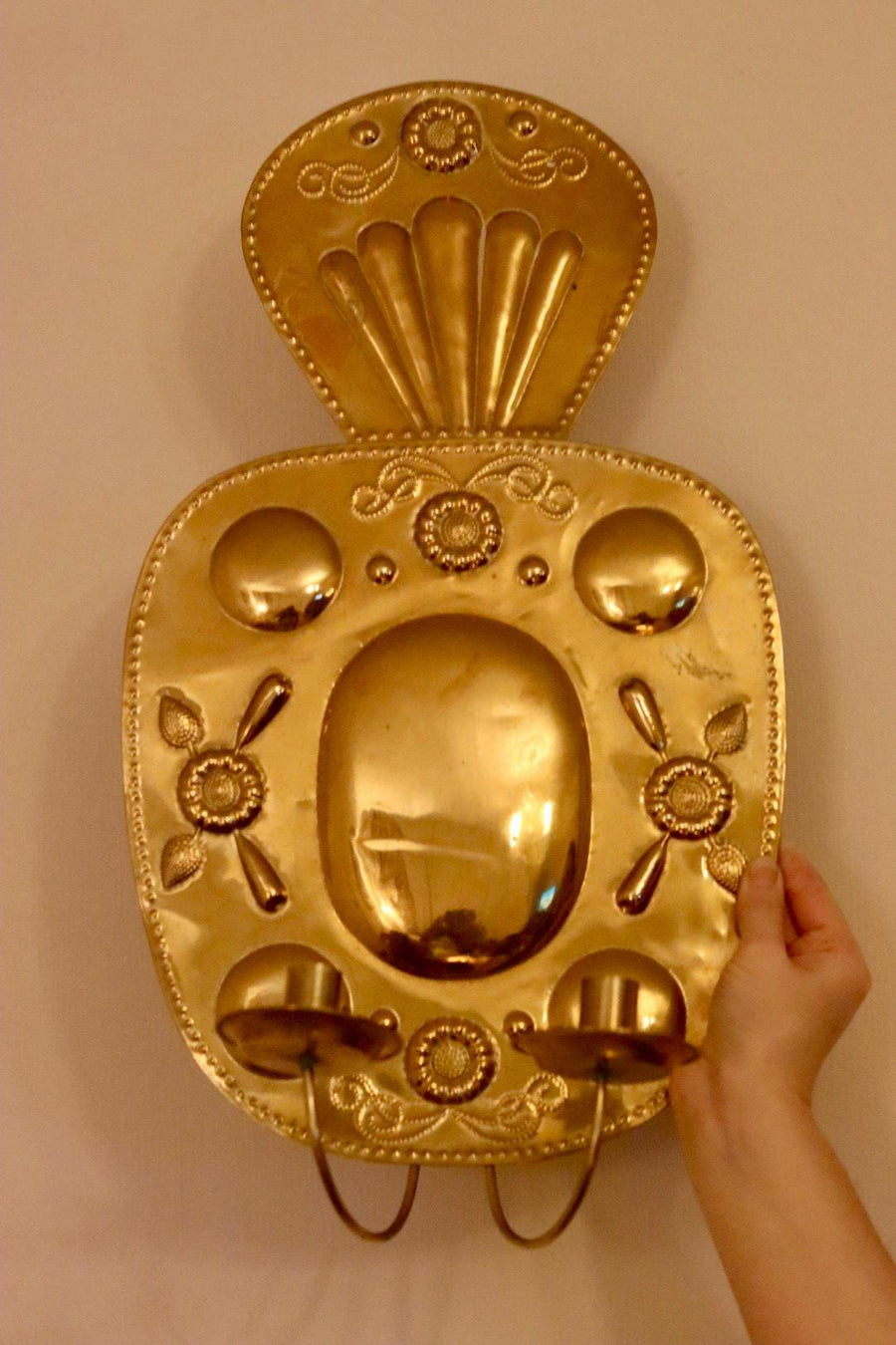 Baroque Style Large Mid-Century Brass Swedish Sconces